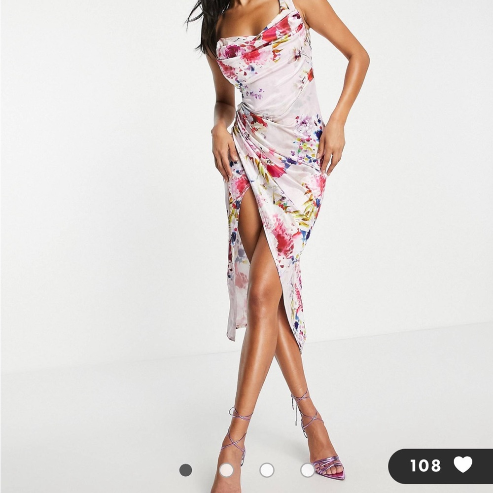 Asos floral bodycon satin dress
